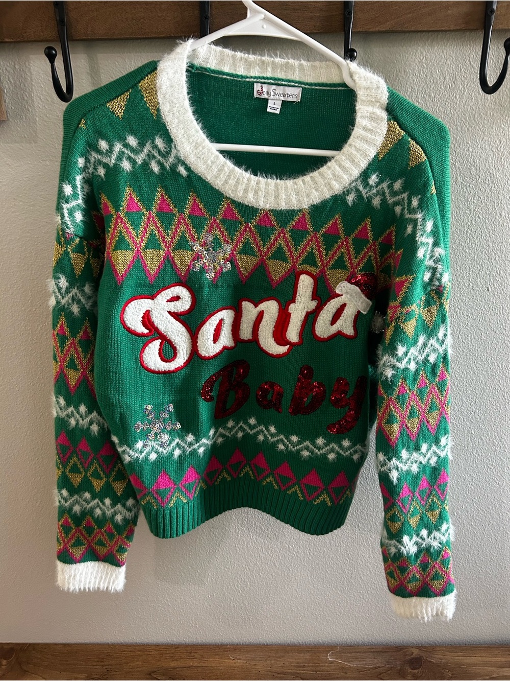Green 'Santa Baby' Holiday Sweater
